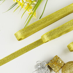 1 Cm Simli Parlak Saten Kurdele Gold - 1
