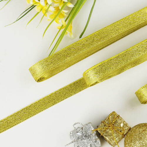 1 Cm Simli Parlak Saten Kurdele Gold - Toptanalim