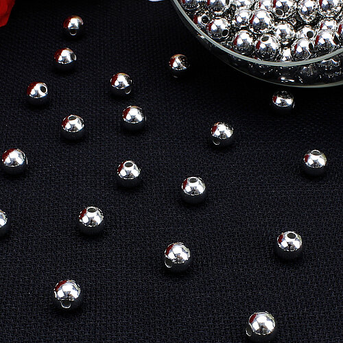 10 mm Metalize Yuvarlak Akrilik Boncuk Gümüş 500 gr 970 (±20) Adet - Toptanalim (1)