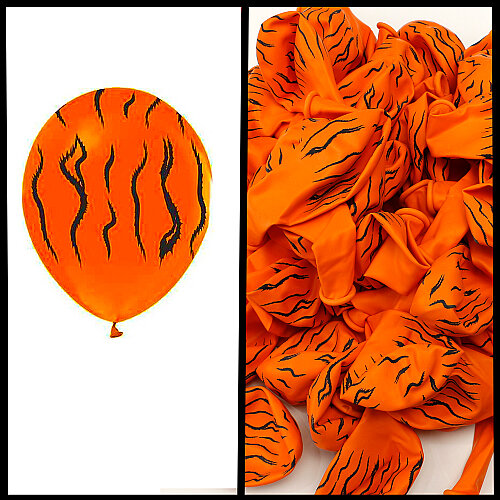 12 İnç Kaplan Desenli Balon Turuncu - Toptanalim