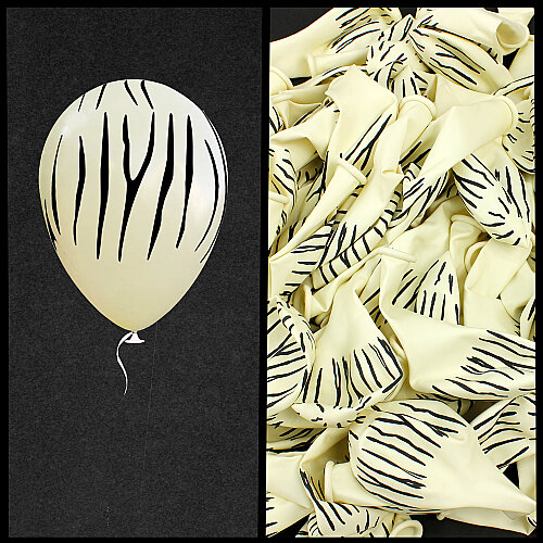 12 İnç Zebra Desenli Balon Krem - Toptanalim