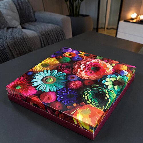 16’lı Separatörlü Gerbera Desenli Çikolata Kutusu - 4