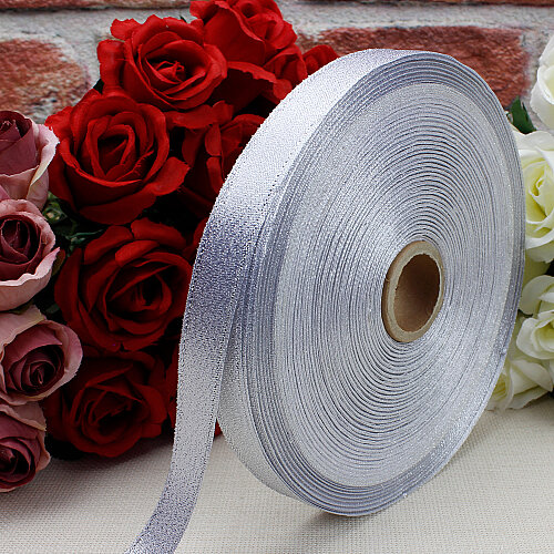 1,7 cm Simli Parlak Bobin Kurdele Silver 100 Metre - Toptanalim