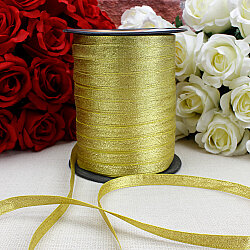 1 cm Simli Saten Kurdele 250 Metre Makara Gold - 1