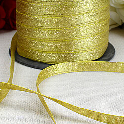 1 cm Simli Saten Kurdele 250 Metre Makara Gold - 2