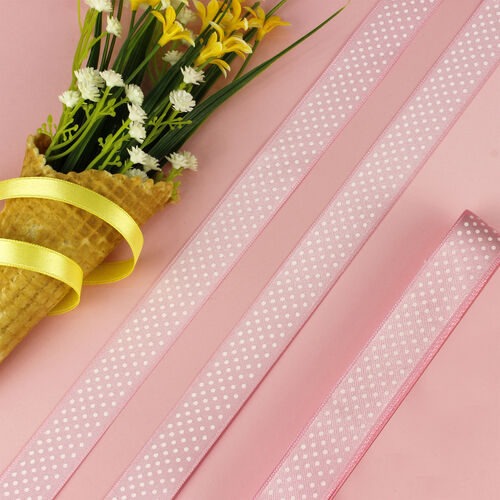 2 Cm Saten Puantiye Kurdele Pembe - Toptanalim