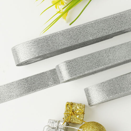 1.7 Cm Simli Parlak Saten Kurdele Silver - Toptanalim