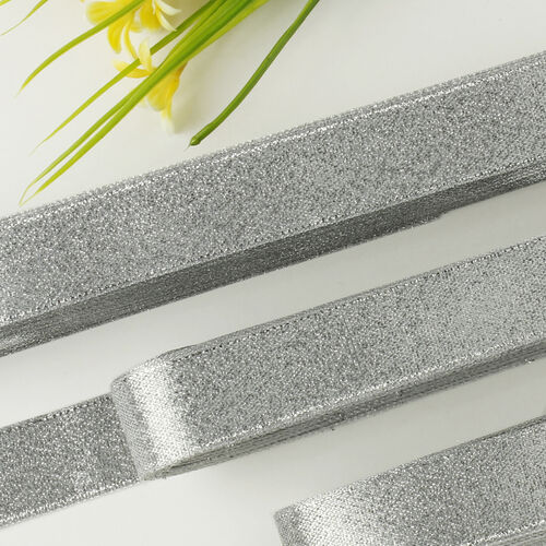1.7 Cm Simli Parlak Saten Kurdele Silver - Toptanalim (1)