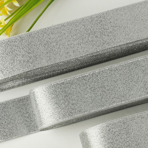 3 Cm Simli Parlak Saten Kurdele Silver - Toptanalim (1)