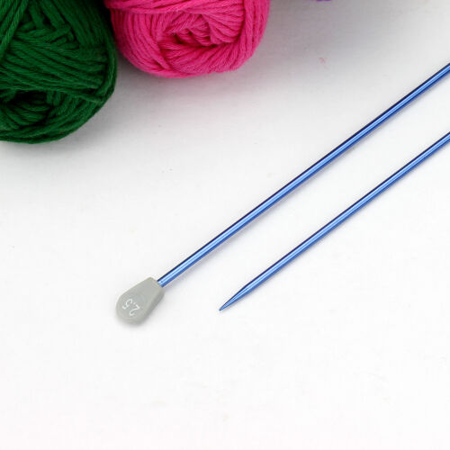 35 cm Renkli Örgü Şişi Alüminyum 2.5 Numara - Kare Dekor (1)