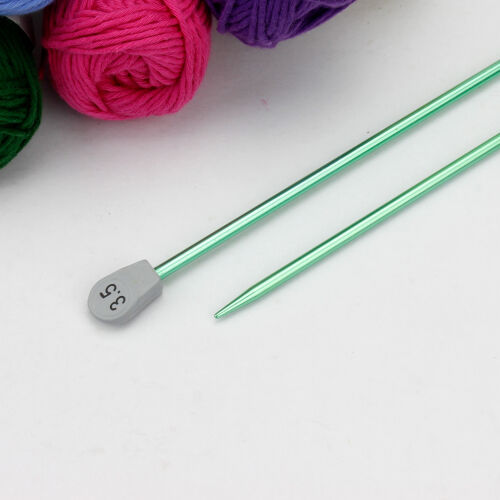 35 cm Renkli Örgü Şişi Alüminyum 3,5 Numara - Kare Dekor (1)