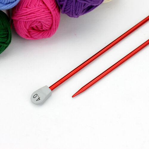 35 cm Renkli Örgü Şişi Alüminyum 4 Numara - Kare Dekor (1)