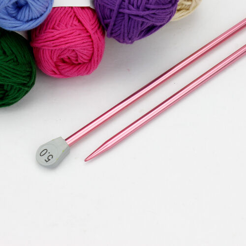 35 cm Renkli Örgü Şişi Alüminyum 5 Numara - Kare Dekor (1)
