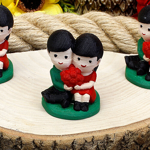 3D Gül Buketli Romantik Çift Teraryum Obje Yeşil Kırmızı 4,5x5 cm - Toptanalim (1)