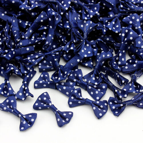 4 CM Puantiyeli Fiyonk Lacivert - Kare Dekor (1)