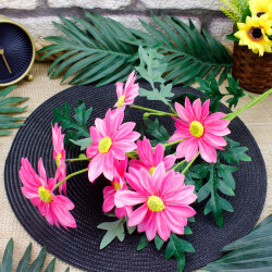 5 Dallı Yapay Yıldız Çiçek Demeti 80 CM Fuşya Pembe - 1