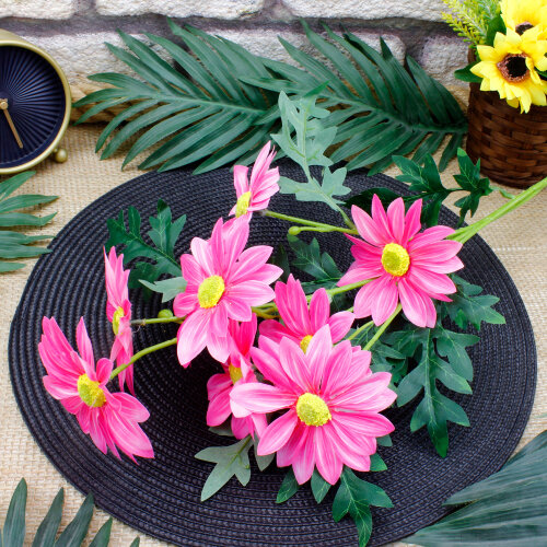 5 Dallı Yapay Yıldız Çiçek Demeti 80 CM Fuşya Pembe - Toptanalim
