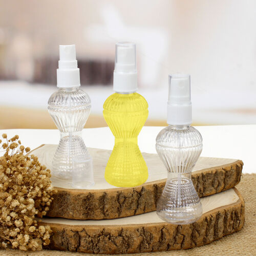 50CC Sprey Başlıklı Hediyelik Plastik Kolonya Şişesi Model 5 - Kare Dekor