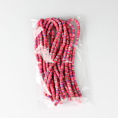 6mm Koyu Pembe Renk Tonlu Fimo Boncuk 1 Bağ - Kare Dekor (1)