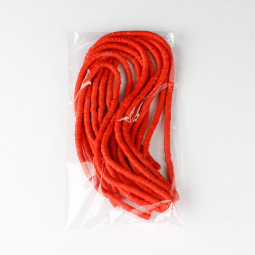 6mm Kırmızı Fimo Boncuk 1 Bağ - Kare Dekor (1)
