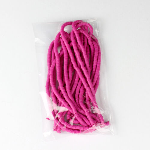 6mm Koyu Pembe Fimo Boncuk 1 Bağ - Kare Dekor (1)