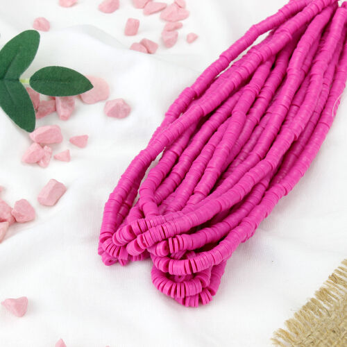 6mm Koyu Pembe Fimo Boncuk 1 Bağ - Kare Dekor