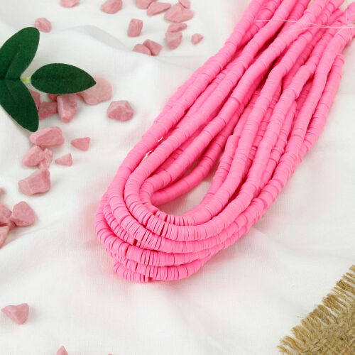 6mm Pembe Fimo Boncuk 1 Bağ - Kare Dekor