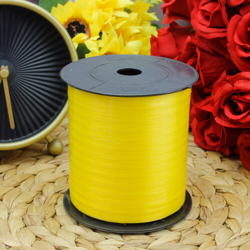 8MM Düz Rafya Şerit 200MT Sarı - Kare Dekor (1)