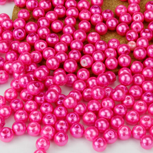 A Kalite Cam 8MM Delikli İnci 250'li Paket Koyu Pembe - Kare Dekor