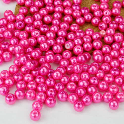 A Kalite Cam 8MM Delikli İnci 500'lü Paket Koyu Pembe - Kare Dekor