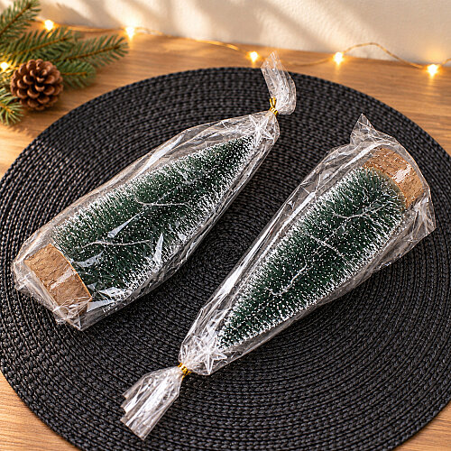 Ahşap Tabanlı Yıldız Tepeli Işıklı Yılbaşı Çam Ağacı 30 cm - 4
