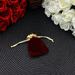 Altın Ağızlı Kadife Lame Kese Bordo 7x9 cm (50’li Paket) - 3