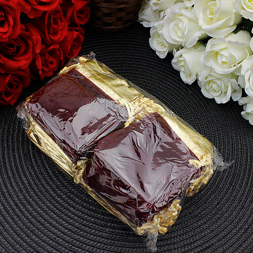 Altın Ağızlı Kadife Lame Kese Bordo 7x9 cm (50’li Paket) - 4