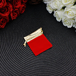 Altın Ağızlı Kadife Lame Kese Kırmızı 7x9 cm (50’li Paket) - 2