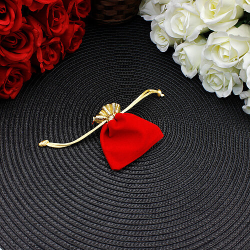 Altın Ağızlı Kadife Lame Kese Kırmızı 7x9 cm (50’li Paket) - 3