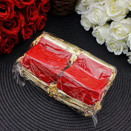 Altın Ağızlı Kadife Lame Kese Kırmızı 7x9 cm (50’li Paket) - 4