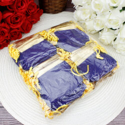Altın Ağızlı Kadife Lame Kese Lacivert 7x9 cm (100’lü Paket) - 3