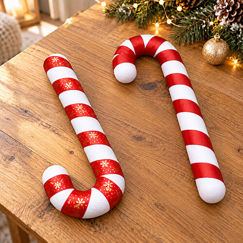 Asorti Baston Şeker Strafor Yılbaşı Süsü 35 cm - 3