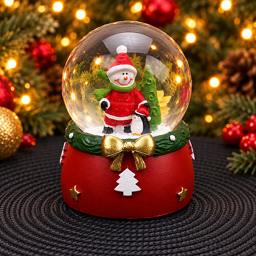 Asorti Çam Ağacı Tabanlı Yılbaşı Kar Küresi Midi Boy 7x9 cm - 5