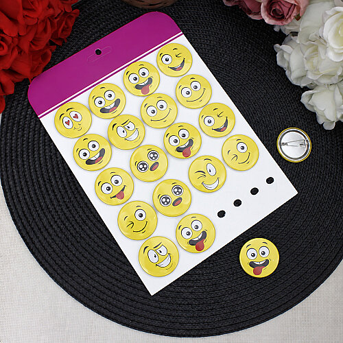 Asorti Emoji Desenli Rozet 20’li Paket - Toptanalim (1)