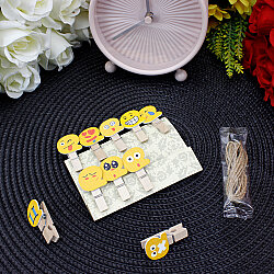 Asorti Emoji Figürlü İpli Ahşap Mandal 10’lu Paket - 1