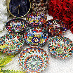 Asorti Etnik Desenli Teneke Kase 9,5 cm - 1
