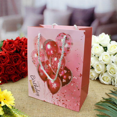 Asorti Happy Birthday Balon Desen Hediyelik Karton Çanta - Kare Dekor (1)
