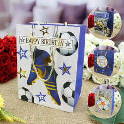 Asorti Happy Birthday Futbol Desen Hediyelik Karton Çanta - 1