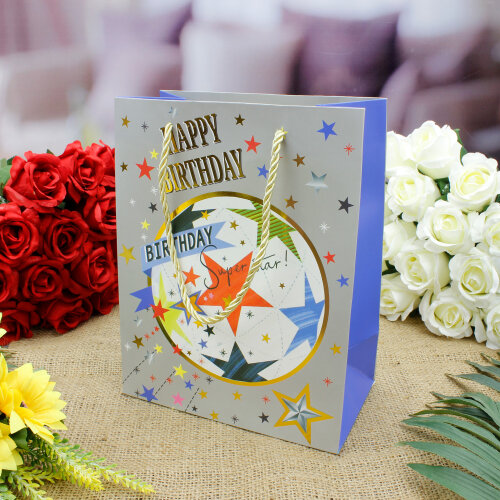 Asorti Happy Birthday Futbol Desen Hediyelik Karton Çanta - 4