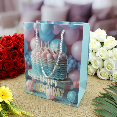 Asorti Happy Birthday Pasta Desen Hediyelik Karton Çanta - 3