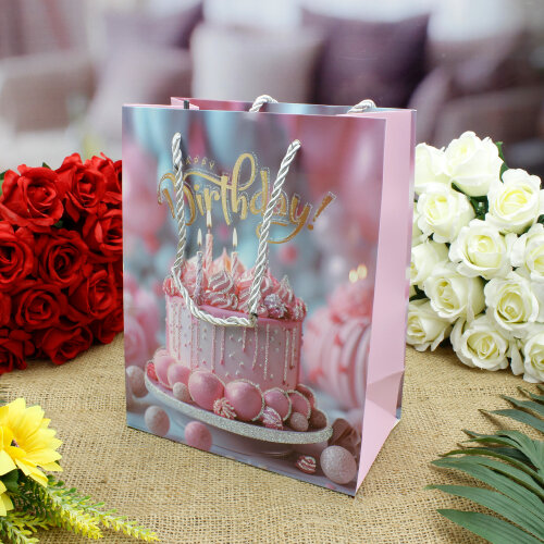 Asorti Happy Birthday Pasta Desen Hediyelik Karton Çanta - 4