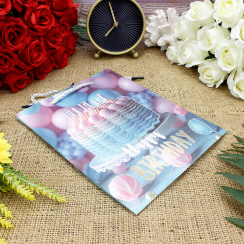 Asorti Happy Birthday Pasta Desen Hediyelik Karton Çanta - 6