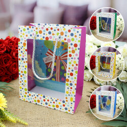 Asorti Happy Birthday Pencereli Hediyelik Karton Çanta - 1