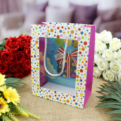 Asorti Happy Birthday Pencereli Hediyelik Karton Çanta - 2